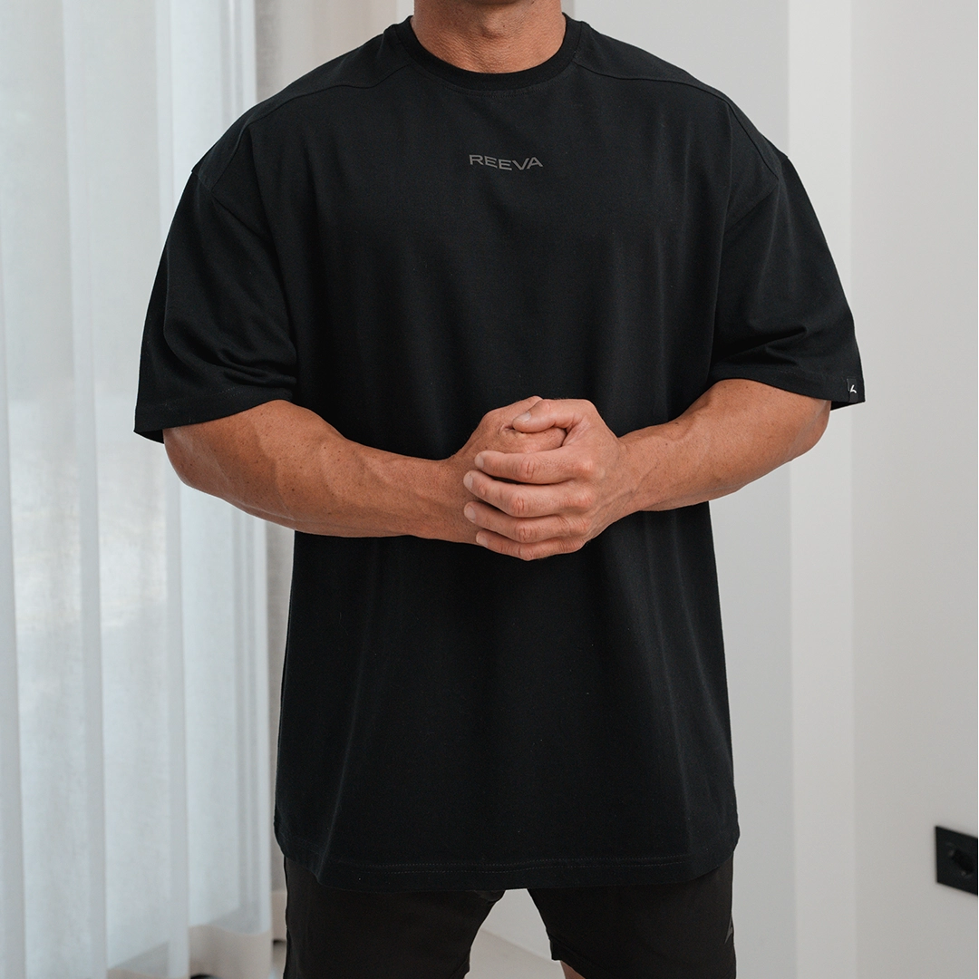 Sports Shirt Cotton Black - Wide Fit