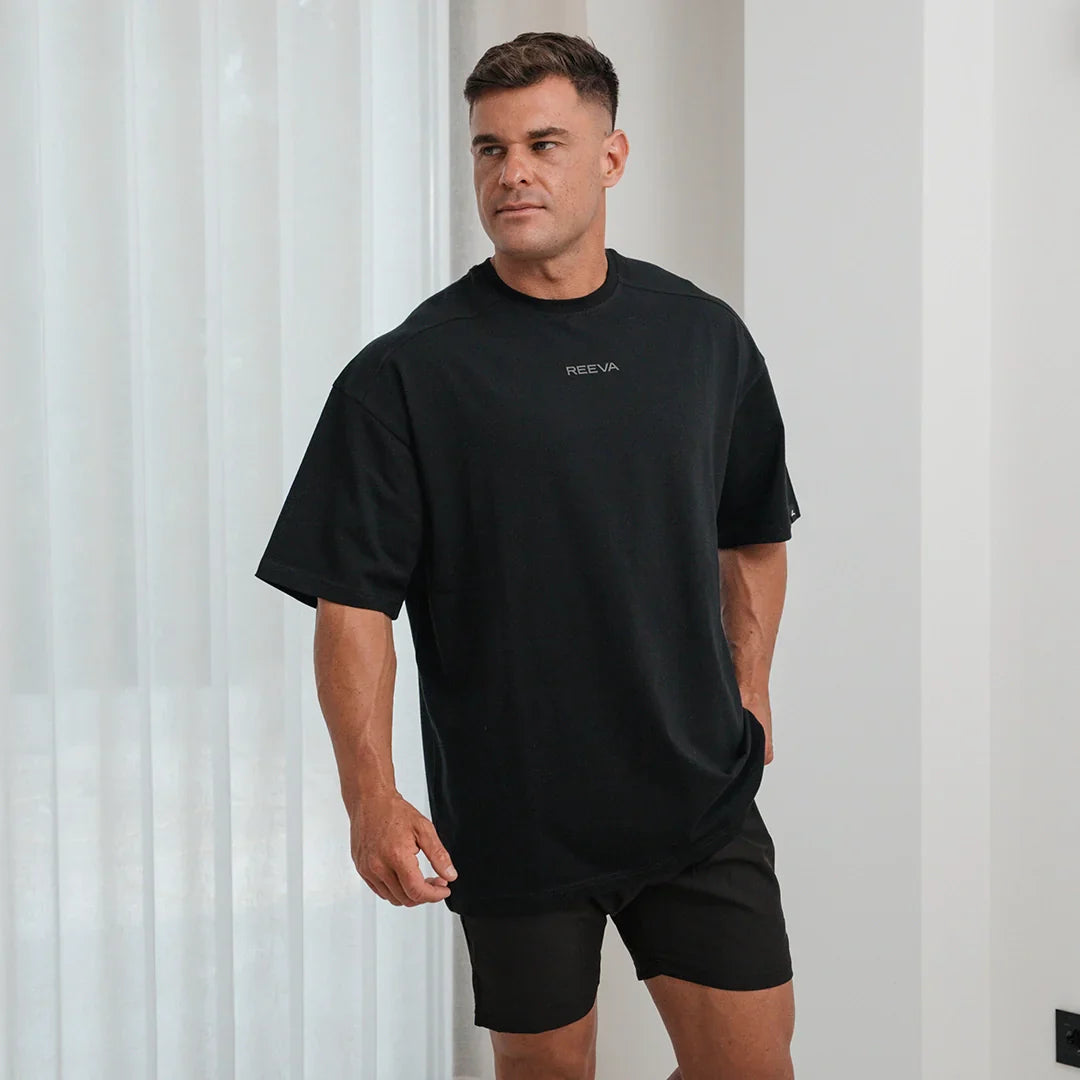 Sports Shirt Cotton Black - Wide Fit