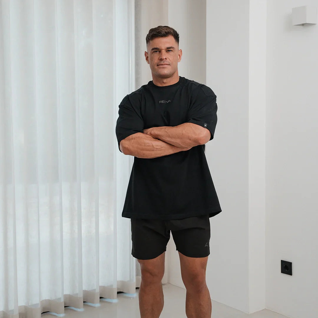 Sports Shirt Cotton Black - Wide Fit
