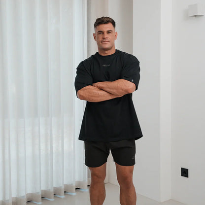 Sports Shirt Cotton Black - Wide Fit